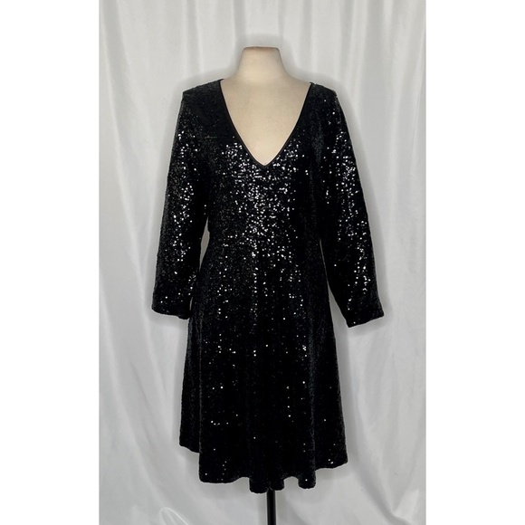 TORRID Special Occasion Black Sequin Skater Dress Party Cocktails Size 2 2X XXL - Picture 3 of 14